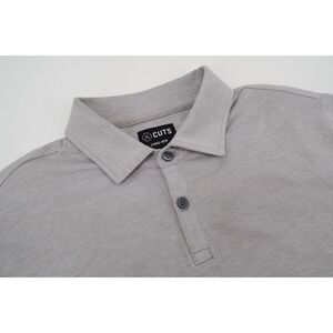 Cuts Clothing Men's Medium Polo Curve Hem Shirt Light Gray Short Sleeve